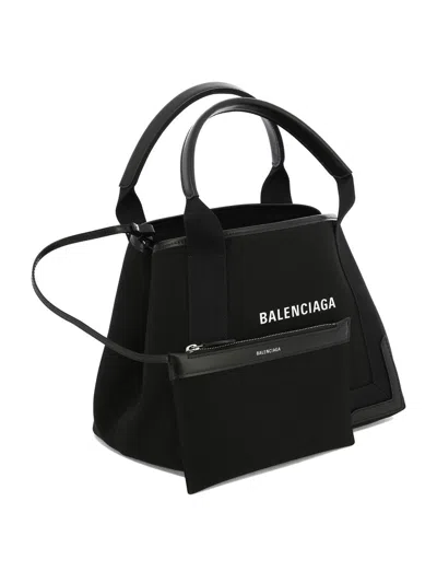 Balenciaga Navy Cabas Small Tote Bag In Black