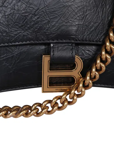 Balenciaga Crush Chain Leather Shoulder Bag In Black