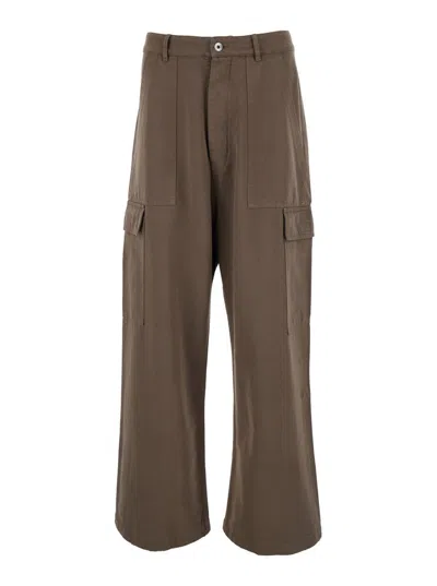 Rick Owens Drkshdw Brown Cargo Trousers In Cotton Man In Beige