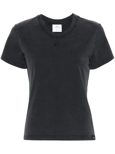 Courrèges Logo Cotton T-shirt In Grey