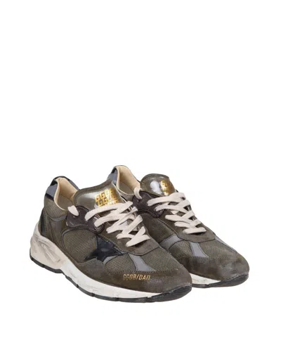 Golden Goose Suede And Mesh Sneakers In Olive Green