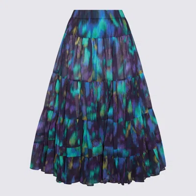 Isabel Marant Étoile Blue Cotton Skirt In Blu/green