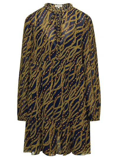 Michael Kors Multicolor Mini-dress With All-over Chain Print And Chain Detail In Polyester Blend Woman