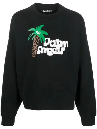 Palm Angels Sweatshirt With Print In Black