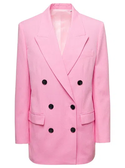 Isabel Marant Pink Doule-breasted Nevim Jacket In Cotton Blend Woman