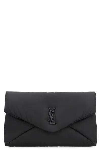 Saint Laurent Envelope Nylon Clutch In Black