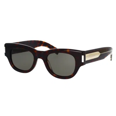 Saint Laurent Sunglasses In 002 Havana Crystal Grey