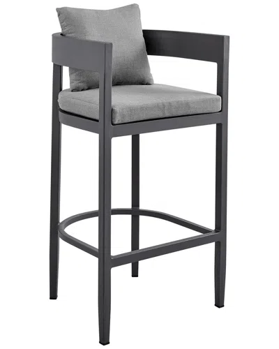 Armen Living Argiope Outdoor Patio Counter Height Bar Stool In Grey
