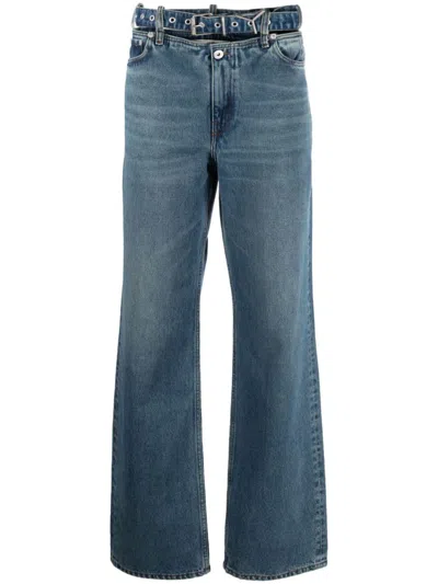 Y/project Evergreen Y Belt Wide-leg Jeans In Blue