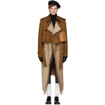 Loewe Layered Double-breasted Trench Coat In Brown