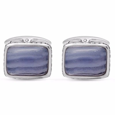 Gucci Blue Lace Agate Stone Cufflinks In Metallic