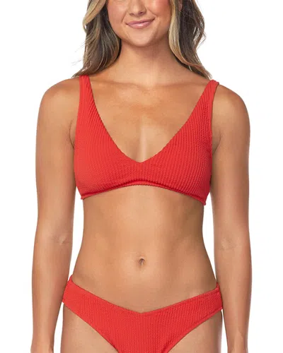Raisins Juniors' Pisces Ribbed Bikini Top In Red