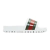 GUCCI GUCCI WHITE STRIPED PURSUIT TREK SLIDES,429469 GIB10