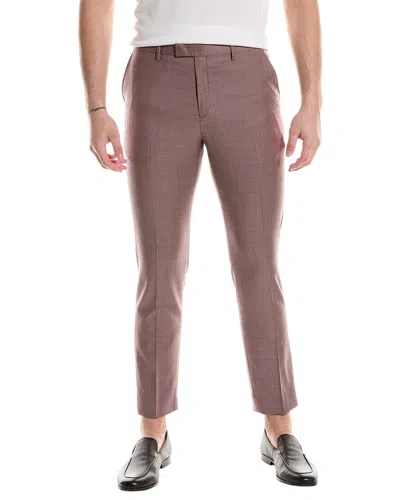 Ted Baker Mens Mid-pink Byront Slim-fit Straight-leg Wool Trousers In Brown