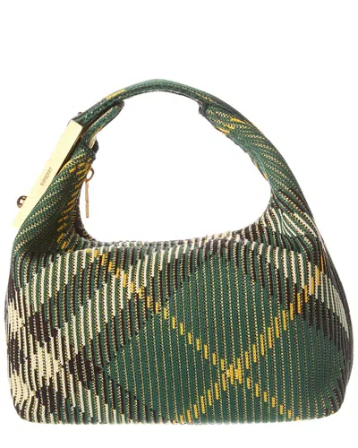 Burberry Check Jacquard Shoulder Bag In Green