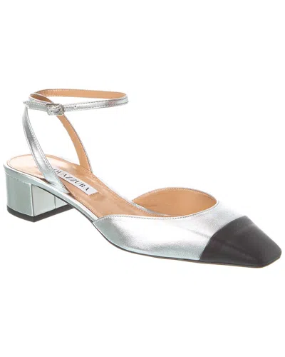 Aquazzura French Flirt Leather Pump In Silver