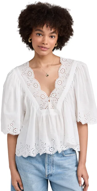 Free People Costa Eyelet Top In White