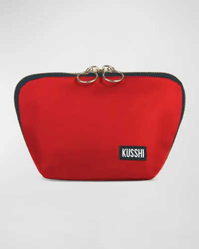 Kusshi Everyday Makeup Bag In Red/leopard Nylon