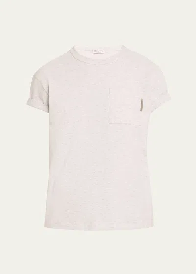 Brunello Cucinelli Monili Crew-neck Cotton T-shirt In White