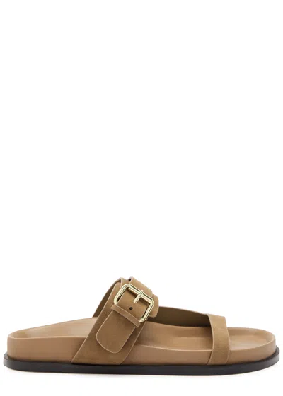 A.emery Prince Leather Slide Sandals In Camel