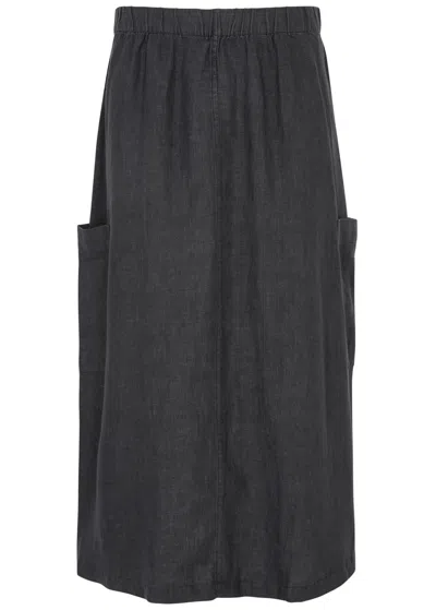 Eileen Fisher Organic Linen Cargo Skirt In Dark Grey