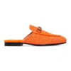 GUCCI ORANGE LACE PRINCETOWN SLIPPERS,493958 9FY20