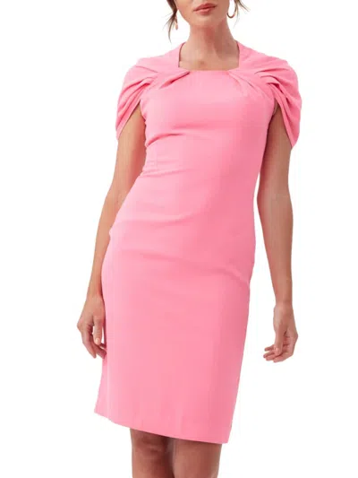 Trina Turk Keshi 2 Pleated-sleeve Crepe Midi Dress In Pink Paradise