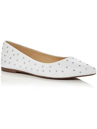 Schutz Benia Womens Leather Embellished Ballet Flats In White