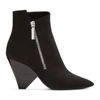 Saint Laurent Black Suede Niki Asymmetric Boots