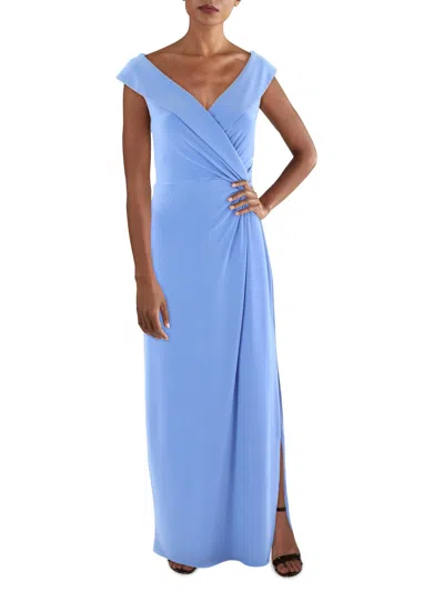 Lauren Ralph Lauren Womens Jersey Long Evening Dress In Blue