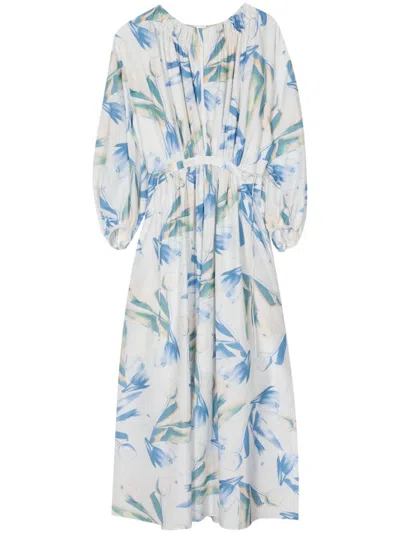 Paul Smith Printed Long Dress In Blue