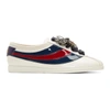 GUCCI Off-White Patent Sylvie Web Falacer Sneakers,493694 BS7Y0