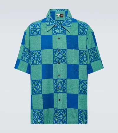 Loewe Paula's Ibiza Camp-collar Cotton-blend Terry-jacquard Shirt In Blue