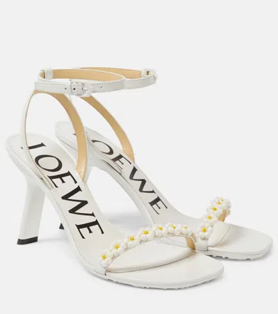 Loewe Paula's Ibiza Petal Daisy Floral-appliqué Leather Sandals In White