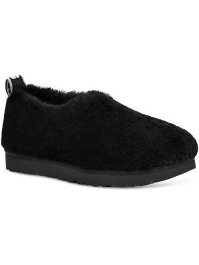 Ugg Classic Cozy Bootie Womens Lamb Fur Slip On Slip On Shoes In Black