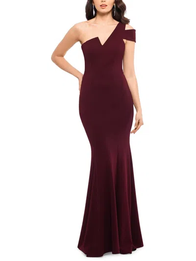 Betsy & Adam Womens One Shoulder Full Length Evening Dress In Red