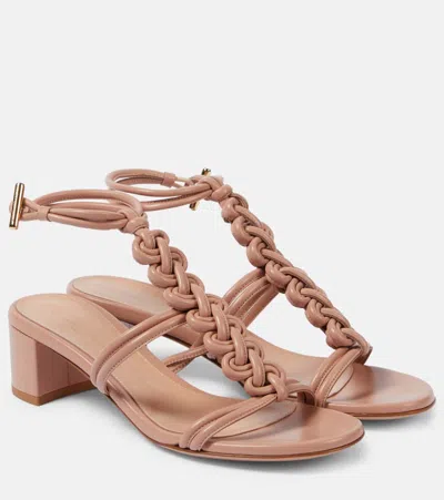 Gianvito Rossi Leather Sandals In Beige