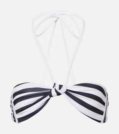 Bananhot Striped Halterneck Bikini Top In Black