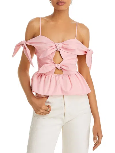 Fore Womens Bow Front Tank Peplum Top In Pink