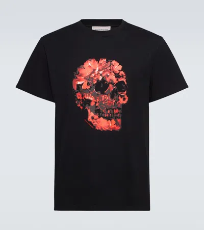 Alexander Mcqueen Skull Printed Cotton Jersey T-shirt In Black