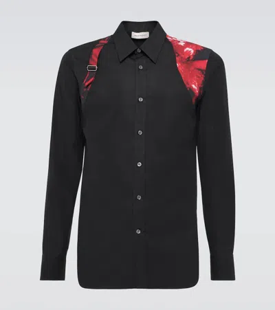 Alexander Mcqueen Harness Cotton Poplin Shirt In Black