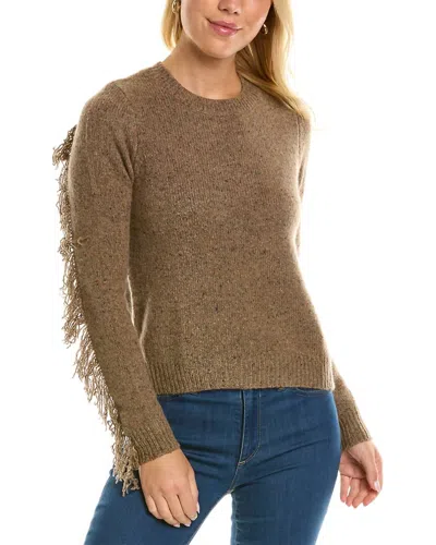 Autumn Cashmere Fringed Crew Sweater In Brownie