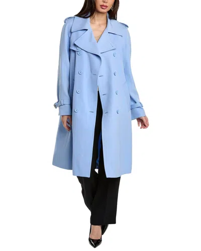 Michael Kors Wool Trench Coat In Blue