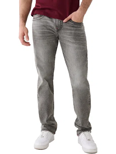 True Religion Mens Black Ricky No Flap Relaxed-fit Straight-leg Denim-blend Jeans In Grey
