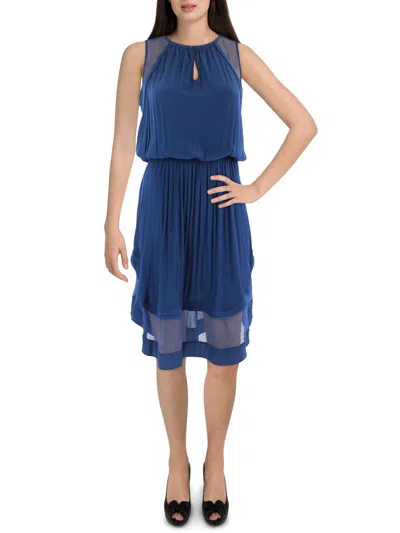Ramy Brook Womens Silk Hi Low Sheath Dress In Blue