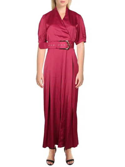 Beulah Womens Satin Wide Leg Jumpsuit In Pink