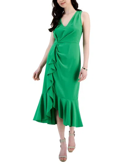 Taylor Womens Midi Gathered Midi Dress In Green