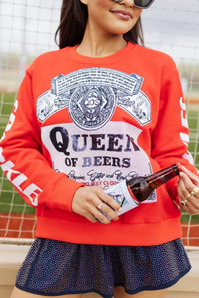 Queen Of Sparkles Queen Of Beers Sweatshirt In Red
