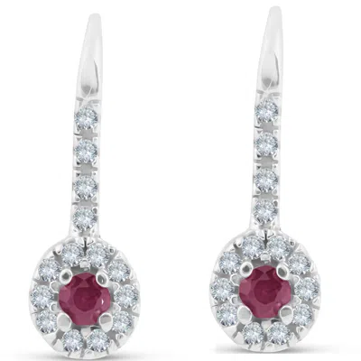 Pompeii3 1/4ct Ruby & Diamond Drop White Gold Earrings 14k White Gold In Multi