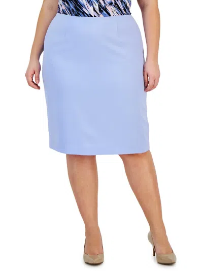 Kasper Plus Womens Knee Length Solid Pencil Skirt In Multi